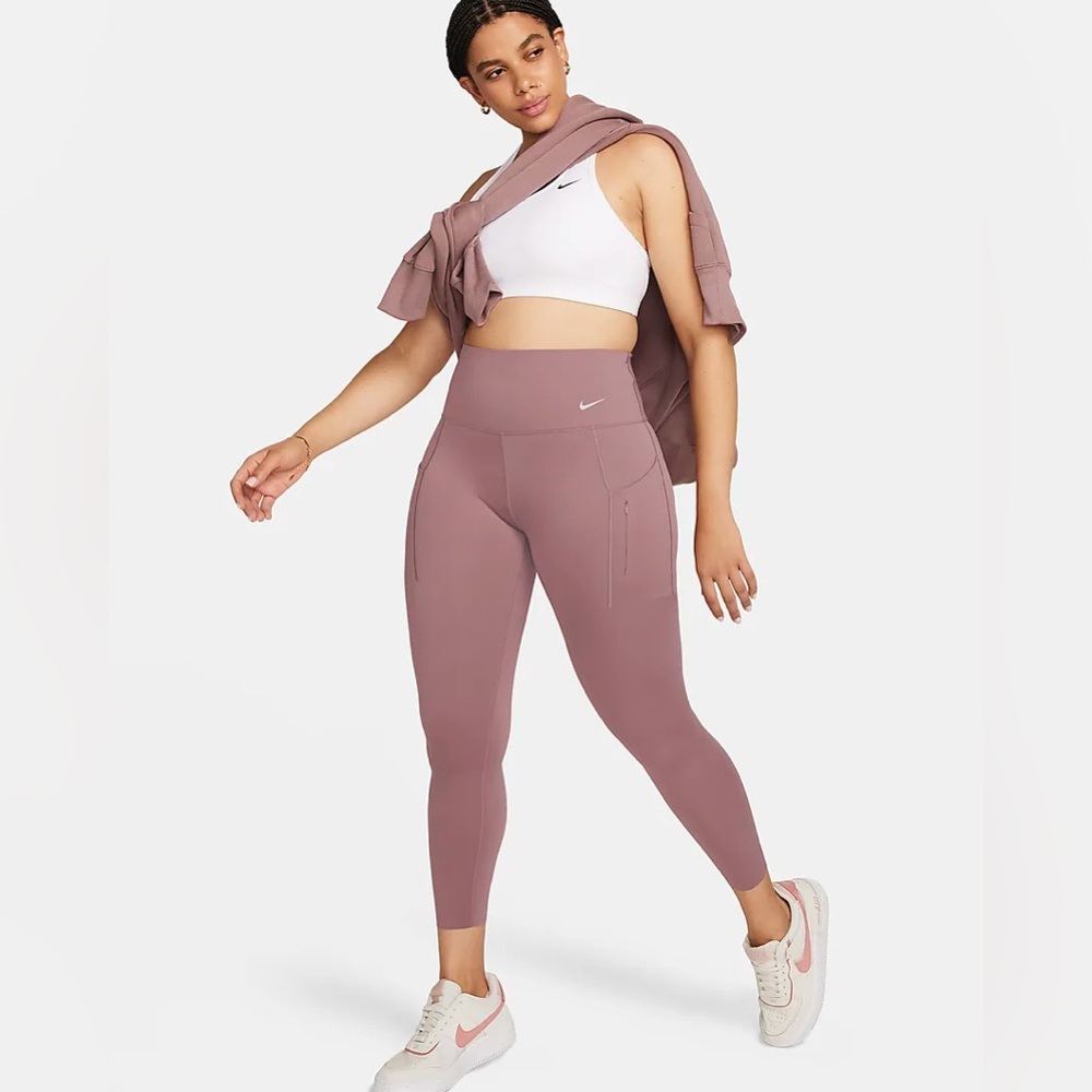 Women’s Nike Go Legging Firm Support High Rise 7/8 Length Size S Smokey Mauve
